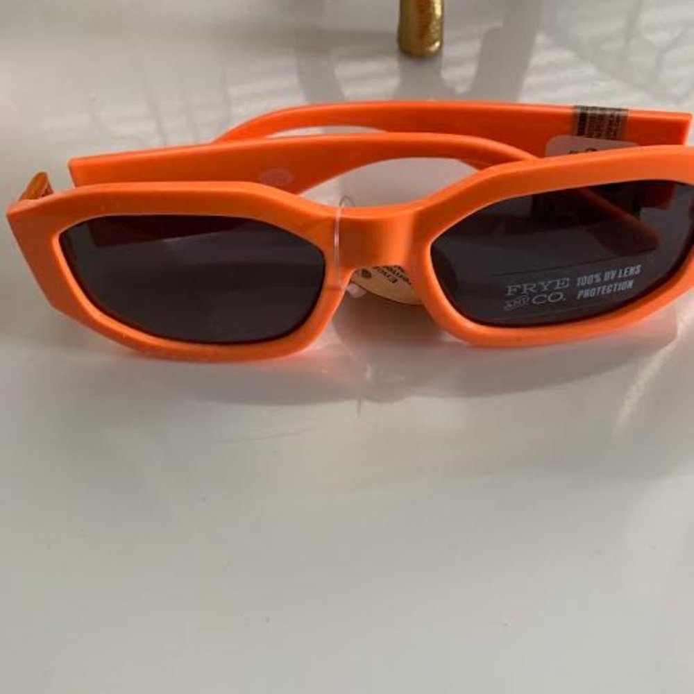 Frye & Co. | Neon Orange Rectangular Sunglasses
